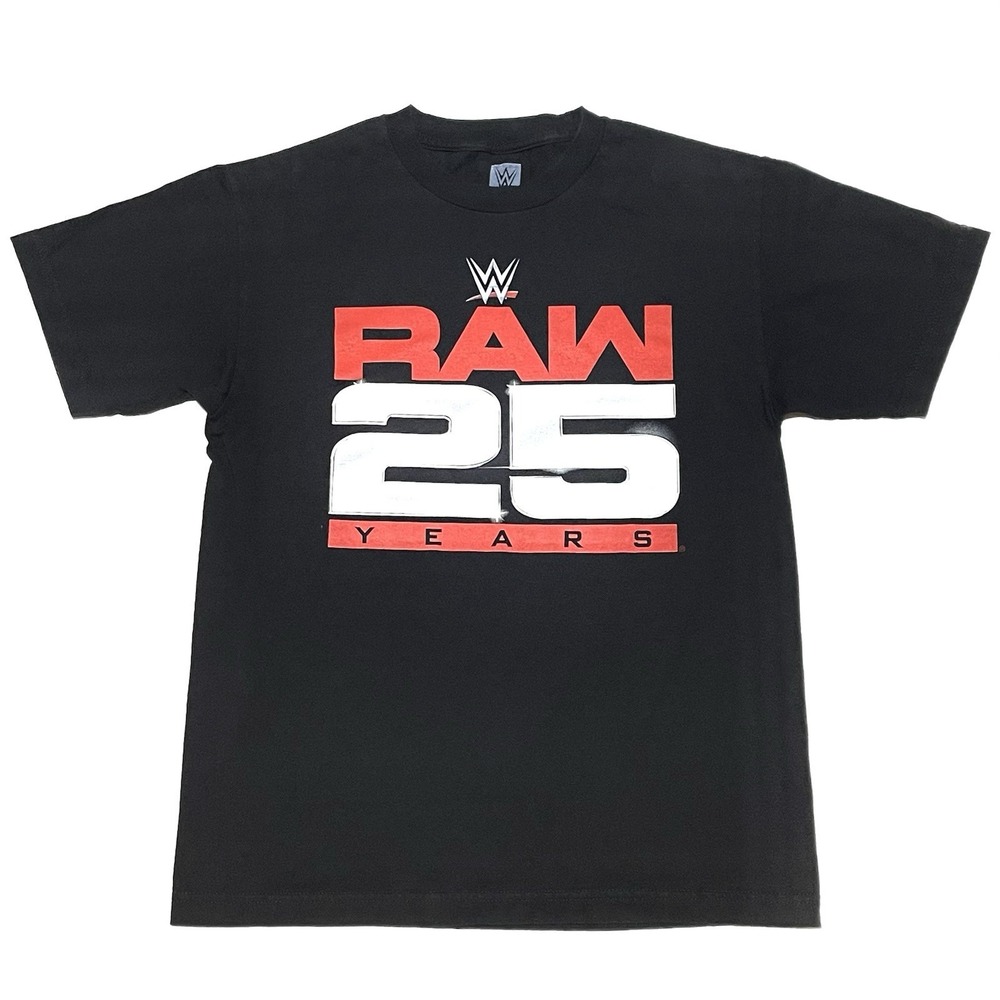 WWE Authentic RAW 25 Years Anniversary T-Shirt Mens Medium Black 2017 Logo